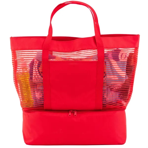 6" x 18" x 14" striped beach tote/cooler bag with PEVA... from ASI 68507 The Magnet Group / The Bag Factory®