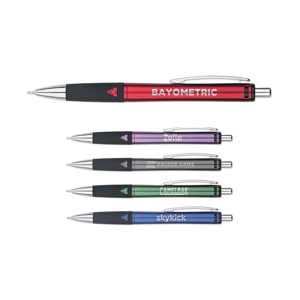 Matte barrel finish, retractable action pen with detailed ribbed rubber grip.... from ASI 98360 WOWLine