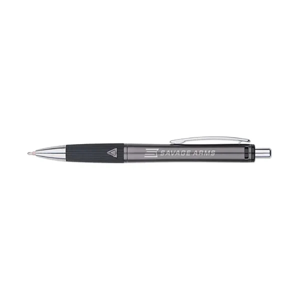 Matte barrel finish, retractable action pen with detailed ribbed rubber grip.... from ASI 98360 WOWLine