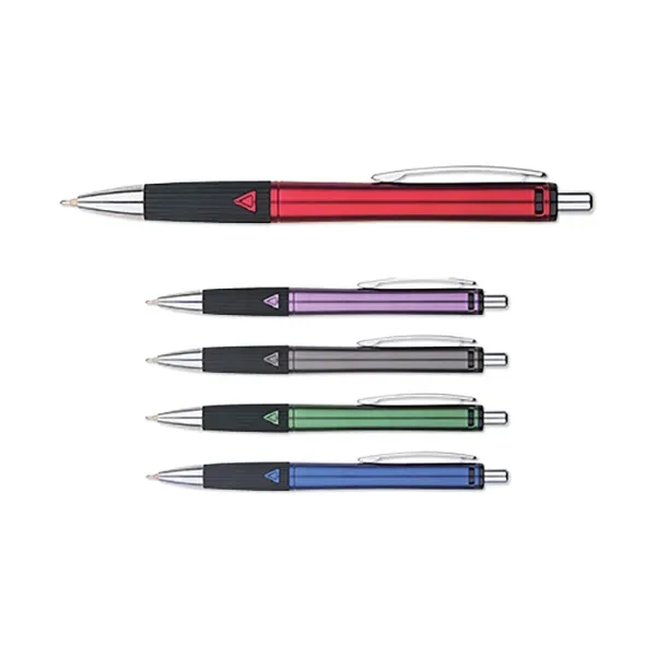 Matte barrel finish, retractable action pen with detailed ribbed rubber grip.... from ASI 98360 WOWLine