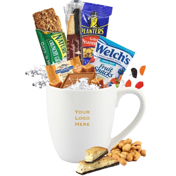 Snacks  packaged inside bistro mug, wrapped and ready to go.... from ASI 89971 Stuff A Mug