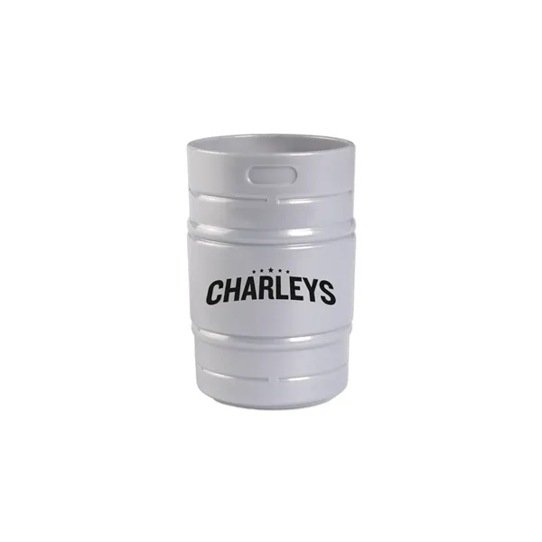 Thick-walled reusable metallic silver beer keg shaped sampling cup.... from ASI 98360 WOWLine