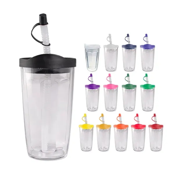 Clear sturdy dual wall tumbler with unique fluted design and color... from ASI 98360 WOWLine