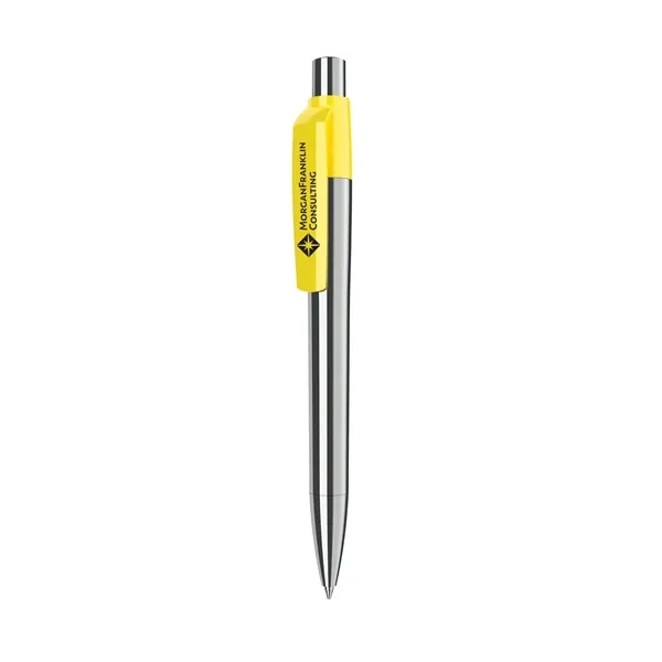 Chrome finish ballpoint pen with solid color clip, glossy finish and... from ASI 68507 The Magnet Group / Castelli