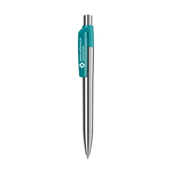 Chrome finish ballpoint pen with solid color clip, glossy finish and... from ASI 68507 The Magnet Group / Castelli