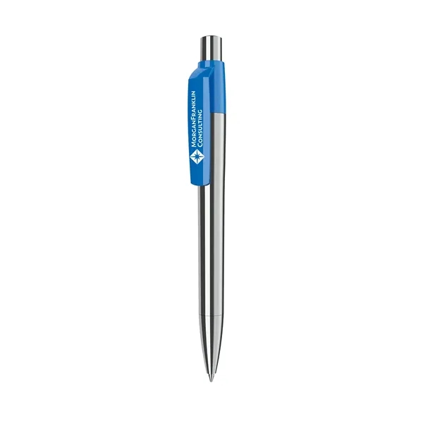 Chrome finish ballpoint pen with solid color clip, glossy finish and... from ASI 68507 The Magnet Group / Castelli