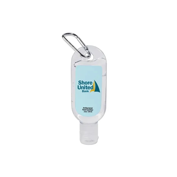 Hand sanitizer with aluminum carabiner available in two sizes. Clear gel.... from ASI 98360 WOWLine