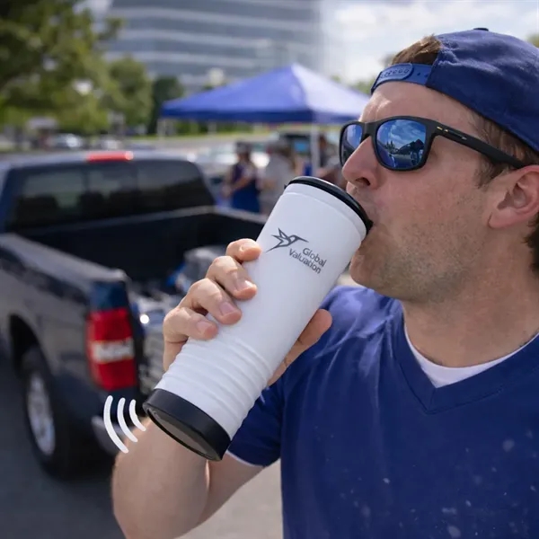 23oz insulated tumbler with a built-in cheering horn that lets fans... from ASI 38120 Ball Pro / Diversified Quality Kitchenware