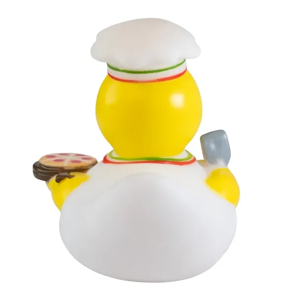 3.5" x 3" x 3.5" pizzaman themed rubber duck.... from ASI 34415 Alpi International LTD