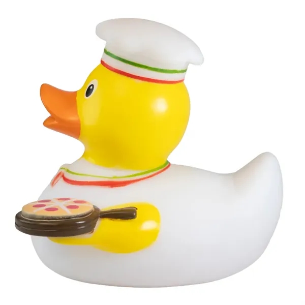 3.5" x 3" x 3.5" pizzaman themed rubber duck.... from ASI 34415 Alpi International LTD