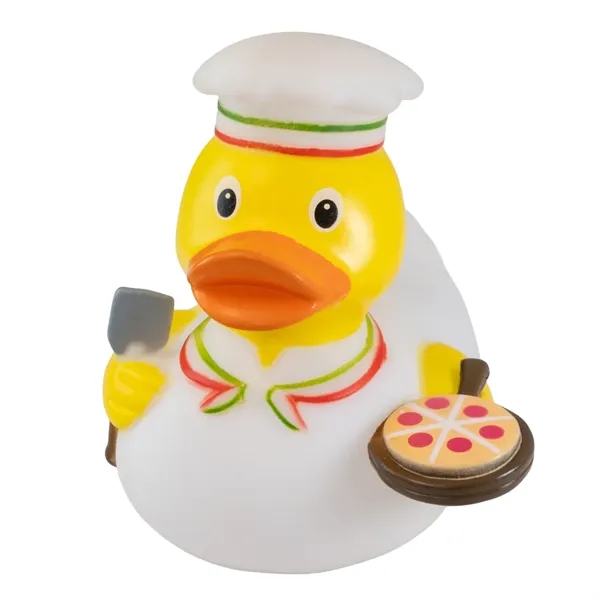 3.5" x 3" x 3.5" pizzaman themed rubber duck.... from ASI 34415 Alpi International LTD