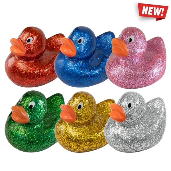 2.5" x 2.25" mini glitter rubber ducks.... from ASI 34415 Alpi International LTD