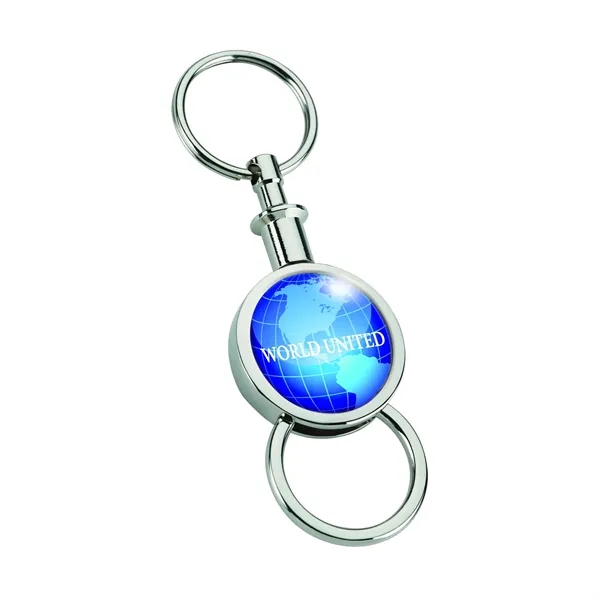 0.38" x 1.25" x 4" Barriga metal separating keychain with chrome... from ASI 67866 Logomark/Valumark