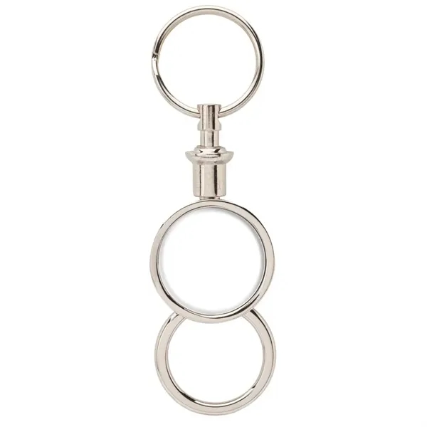 0.38" x 1.25" x 4" Barriga metal separating keychain with chrome... from ASI 67866 Logomark/Valumark