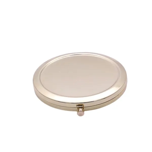Stainless steel round folding makeup mirror plus laser engraving on front... from ASI 37218 Athena Promo (tm)
