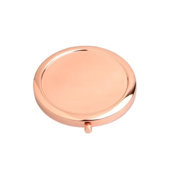 Stainless steel round folding makeup mirror plus laser engraving on front... from ASI 37218 Athena Promo (tm)