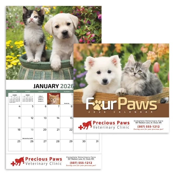 Four Paws Appointment Calendar - Stapled... from ASI 40480 Koozie Group / HotLine®