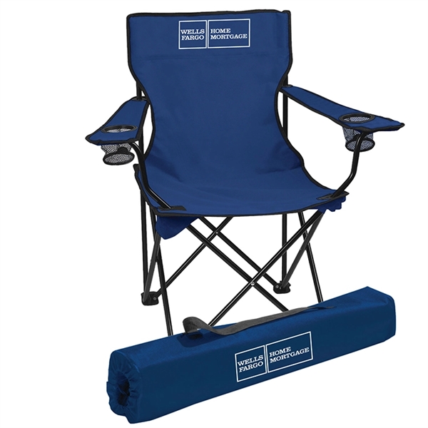 Outdoor folding chair. Heavy duty steel frame, polyester fabric, 2 cup... from ASI 30112 ACE Products / Ace Line