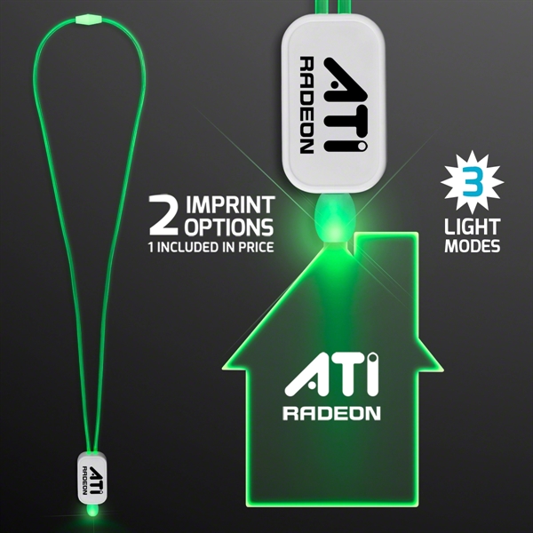 LED Neon Lanyards with Acrylic House Pendant; Imprinted Pricing... from ASI 34194 ALightPromos