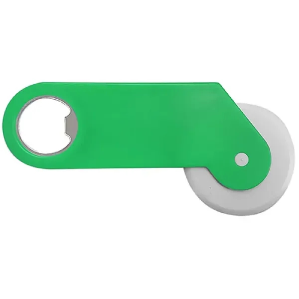 Travel-friendly dual tool features a plastic wheel and metal bottle opener.... from ASI 74585 Nu Promo International / Nu Promo Line