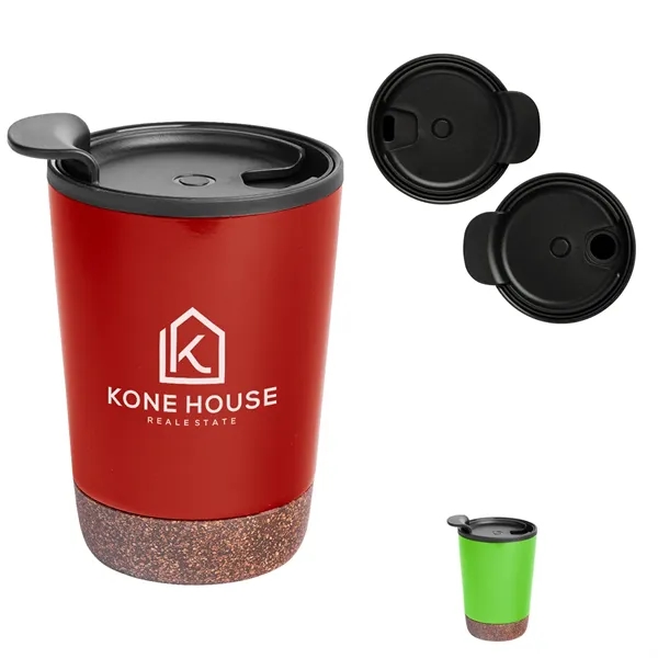 10 oz. stainless steel tumbler with cork base and a snap-on,... from ASI 61125 Hit Promotional Products / Hit®