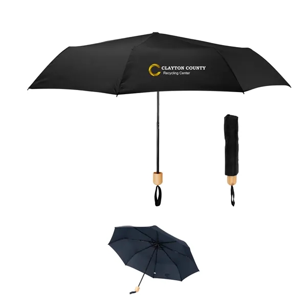 41" rPET folding umbrella with steel frame and bamboo handle.... from ASI 61125 Hit Promotional Products / Hit®