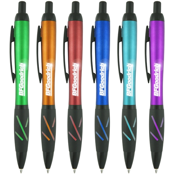 Ballpoint pen with metallic colored barrel, light up comfort grip and... from ASI 52387 Empire USA / Pens Line USA