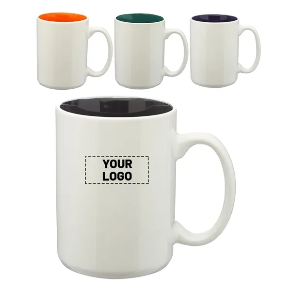 15 oz. two tone ceramic mug with glossy white exterior with... from ASI 37218 Athena Promo (tm)