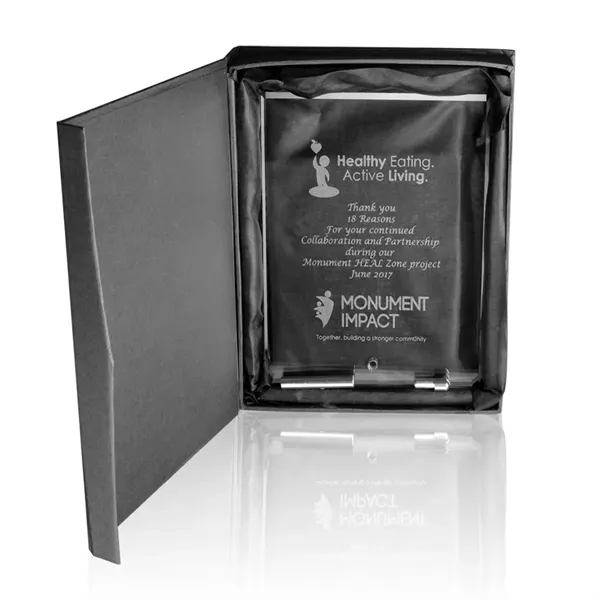 Customizable small jade glass award with stand; includes gift box... from ASI 39552 BEL Promo