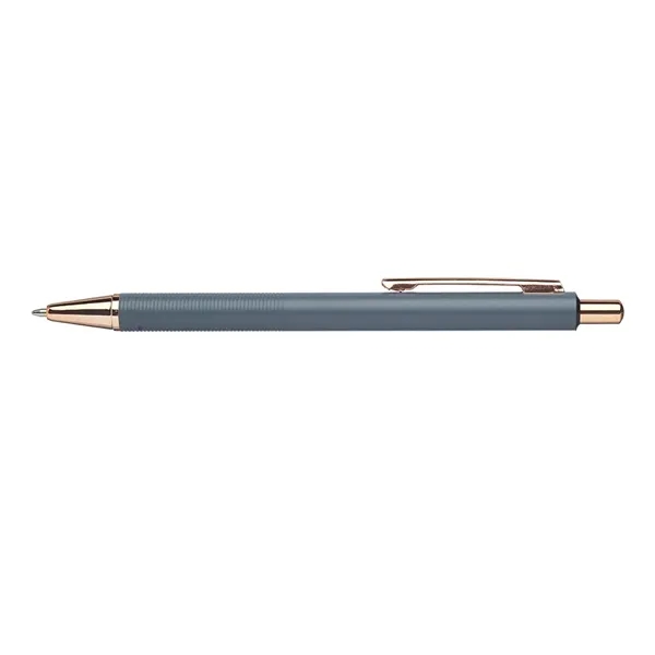 Metal ballpoint pen with ridges and rose gold trims.... from ASI 39552 BEL Promo