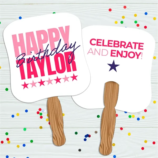 12.13"H x 7.37"W rectangle hand held 120 # paper fan with... from ASI 54040 Fey Promo