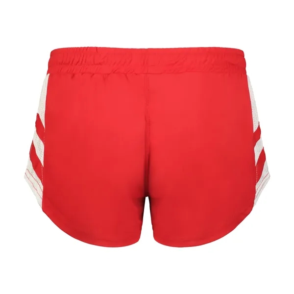 The Ladies Medal Track Shorts are made from 100% polyester pique... from ASI 37461 Augusta Sportswear