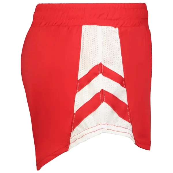 The Ladies Medal Track Shorts are made from 100% polyester pique... from ASI 37461 Augusta Sportswear