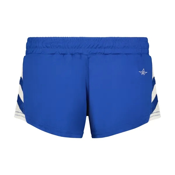 The Ladies Medal Track Shorts are made from 100% polyester pique... from ASI 37461 Augusta Sportswear