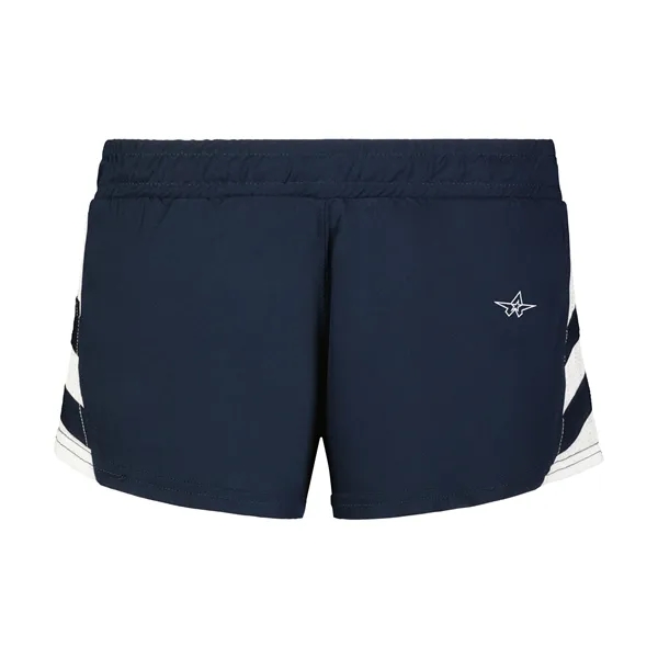 The Ladies Medal Track Shorts are made from 100% polyester pique... from ASI 37461 Augusta Sportswear