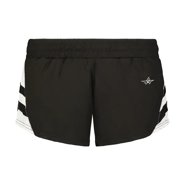 The Ladies Medal Track Shorts are made from 100% polyester pique... from ASI 37461 Augusta Sportswear