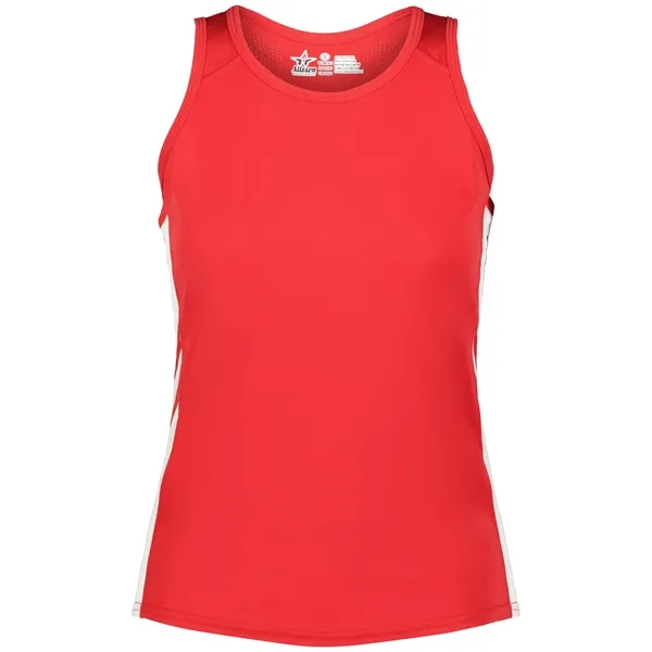 The Ladies Medal Track Jersey is made from 100% polyester pique... from ASI 37461 Augusta Sportswear