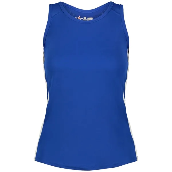 The Ladies Medal Track Jersey is made from 100% polyester pique... from ASI 37461 Augusta Sportswear