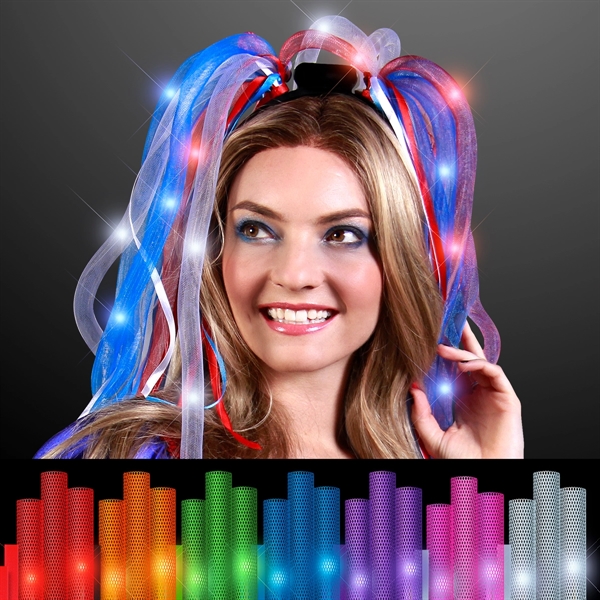 Blank or imprinted. Custom Light Up Hair Noodles Headband... from ASI 34194 ALightPromos / Alight Promotional Products