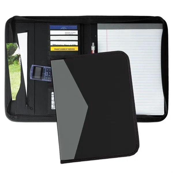 Order Union/USA Made Tribeca 2 Tone Zipper Stitched Letter Portfolio Folder-Nylon... from ASI 73775 Unionwear