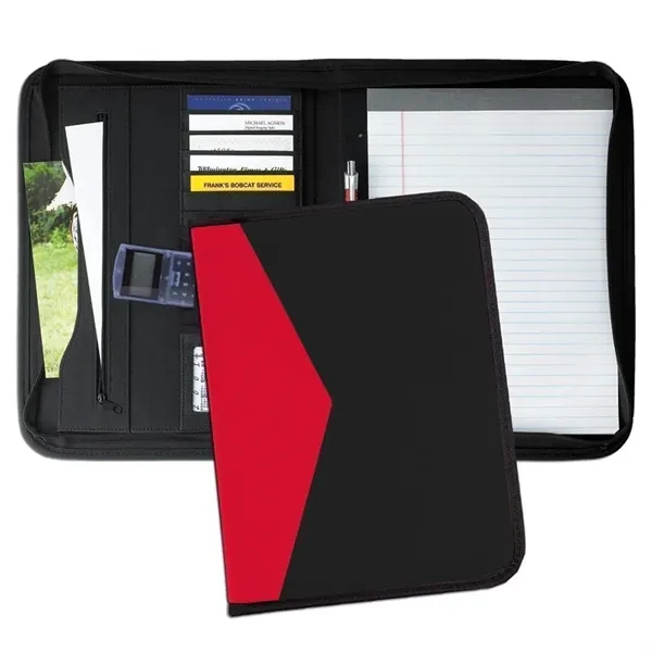 Order Union/USA Made Tribeca 2 Tone Zipper Stitched Letter Portfolio Folder-Nylon... from ASI 73775 Unionwear