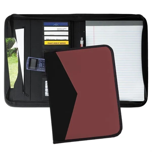 Order Union/USA Made Tribeca 2 Tone Zipper Stitched Letter Portfolio Folder-Nylon... from ASI 73775 Unionwear