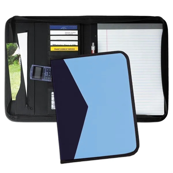 Order Union/USA Made Tribeca 2 Tone Zipper Stitched Letter Portfolio Folder-Nylon... from ASI 73775 Unionwear