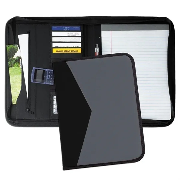 Order Union/USA Made Tribeca 2 Tone Zipper Stitched Letter Portfolio Folder-Nylon... from ASI 73775 Unionwear