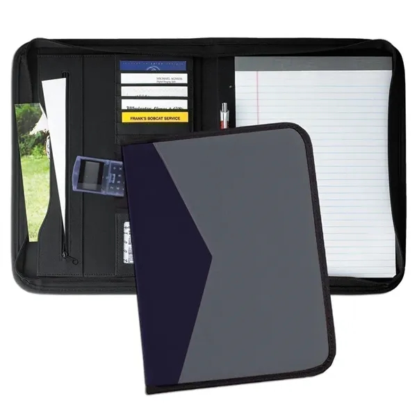 Order Union/USA Made Tribeca 2 Tone Zipper Stitched Letter Portfolio Folder-Nylon... from ASI 73775 Unionwear