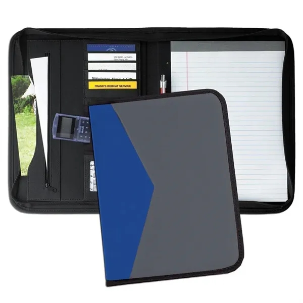 Order Union/USA Made Tribeca 2 Tone Zipper Stitched Letter Portfolio Folder-Nylon... from ASI 73775 Unionwear