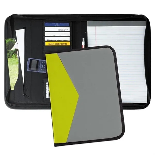 Order Union/USA Made Tribeca 2 Tone Zipper Stitched Letter Portfolio Folder-Nylon... from ASI 73775 Unionwear