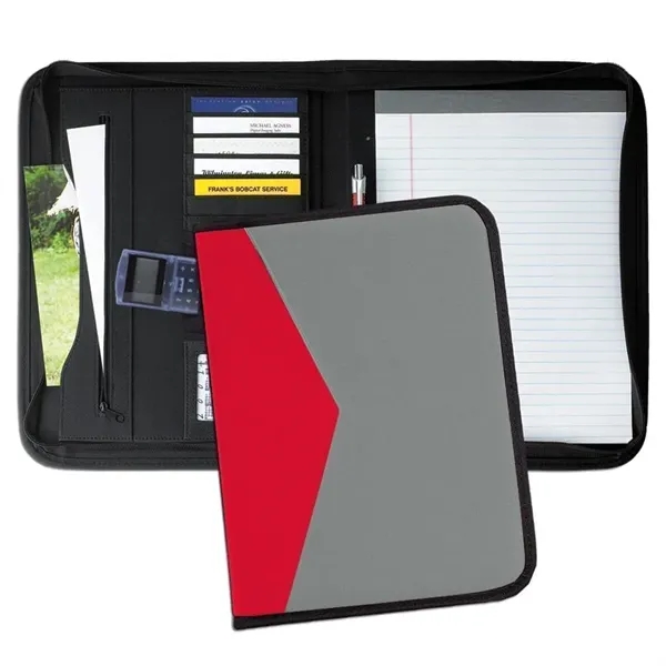 Order Union/USA Made Tribeca 2 Tone Zipper Stitched Letter Portfolio Folder-Nylon... from ASI 73775 Unionwear