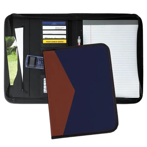 Order Union/USA Made Tribeca 2 Tone Zipper Stitched Letter Portfolio Folder-Nylon... from ASI 73775 Unionwear