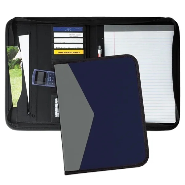 Order Union/USA Made Tribeca 2 Tone Zipper Stitched Letter Portfolio Folder-Nylon... from ASI 73775 Unionwear